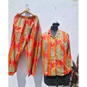 Ensembles de pyjamas à imprimé tigre, ensembles de pyjamas en coton indien, ensembles de pyjamas de nuit, robes de nuit, vêtements bohèmes, cadeaux pour elle, Wo - Product Image 1