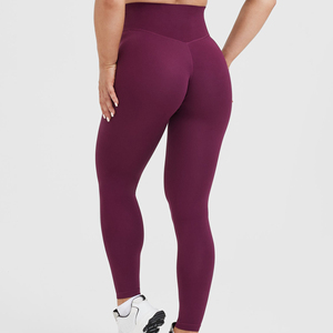 Leggings de yoga respirants et antibactériens, leggings de yoga tendance pour femmes, leggings simples de couleur unie, longueur intégrale, en spandex/nylon, séchage rapide - Product Image 2