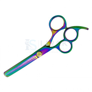 Ciseaux professionnels pour la retouche des cheveux, en acier inoxydable, 26 dents, pointe arrondie, pour droitiers, manche long, usage en salon - Product Image 4