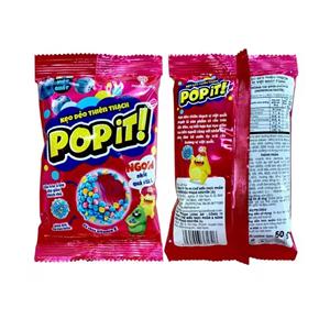 Venta al por mayor de caramelos de goma frutales marrones de alta demanda, dulces de gelatina con azúcar en forma de cubo Asteroid Popit, envasados en bolsas de 25g - Product Image 4