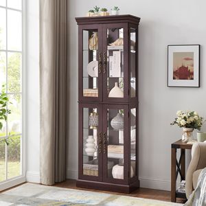 Vetrina Illuminata con Cornice in Legno per Vini, Giocattoli o Esposizione e Conservazione in Soggiorno - Product Image 3