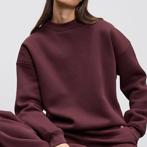 Factory Luxury Winter Women's Mock Neck High Quality Heavyweight 360 Gsm <b>Brushed</b> French Terry Cotton Eco-Friendly Breathable - Product Image 2