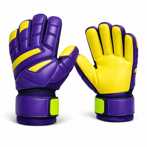 Premium Purple and Yellow Football Goalkeeper Gloves with Adjustable Wrist Strap Full Finger Protection for Sports Unisex - Product Image 2