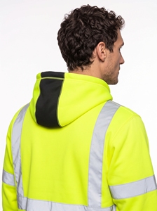 <b>Men</b> High Visibility Hoodie Reflective Safety Workwear Yellow <b>Black</b> <b>Fleece</b> Casual Autumn Wear - Product Image 5