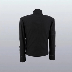 เสื้อแจ็คเก็ตทักซิโด้สไตล์อังกฤษสีดำสำหรับผู้ชาย คอจีน ประดับด้วยคริสตัล ติดกระดุมสองแถว ทรงปกติ - Product Image 4