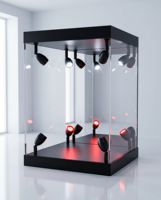 Éclairage LED moderne autoportant 2026 pour vitrine de présentation de jouets en plastique avec étagère en verre acrylique transparent, designs personnalisés, Super Mall Easy