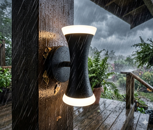 Luminaire mural extérieur à commande par bouton, dimmable, AC 230V IP65, Lumetal 3000K (blanc chaud), métal + diffuseur en verre borosilicate acrylique, CRI>=80 - Product Image 1