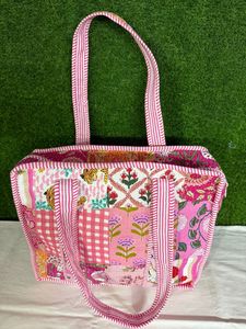 Premium pink patch mahjong zipper <b>bag</b> handmade quilted cotton floral <b>patchwork</b> cosmetic pouch travel organizer storage case - Product Image 3