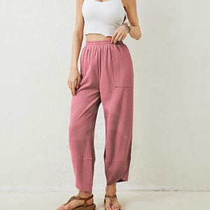 Daily Wear <b>Pants</b> Women Cotton Blend <b>Summer</b> <b>Pants</b> Mid Waist Straight Leg Women Trendy <b>Summer</b> Trousers Lightweight Loose Fit - Product Image 2