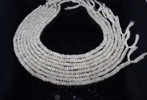 Natural White Rainbow Moonstone Smooth Rondelle <b>Beads</b> 5-6 MM White Rainbow Moonstone <b>Beads</b> 13 Inch White Moonstone - Product Image 5
