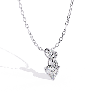 Collier pendentif en moissanite taille cœur, argent 925 plaqué rhodium, chaîne à maillons romantique pour femme, bijoux de mariage - Product Image 1