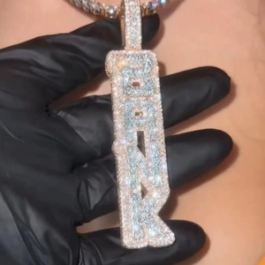 Fully Iced Initial Letter Pendant Hip Hop Rapper Women's Jewelry Birthday Gift Custom Letters Rose Gold Rhodium Plated 14k/18k - Product Image 1