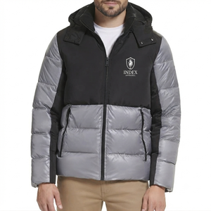 High Quality Hooded Puffer <b>Jacket</b> Windproof Slim Fit Casual Winter Coat with Zipper Closure Polyester Men's Puffer <b>Jacket</b> - Product Image 1