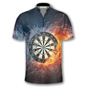 Chemise de fléchettes pour hommes à imprimé tribal personnalisé rouge et noir, impression 3D intégrale, vente chaude - Product Image 4