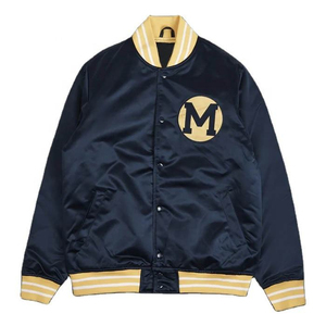 Wholesale Blank Custom Logo Baseball Baseball-collar <b>Bomber</b> Ribbed Hem Satin Shell <b>Varsity</b> <b>Jacket</b> For <b>Men's</b> <b>Jackets</b> - Product Image 2