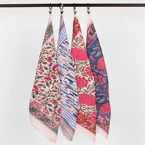 Artisan Handmade Fashion <b>Square</b> Cotton Block Print Bandana 21X21 Inches Custom Orders Accepted OEM ODM India - Product Image 1