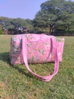 Bolsa de Viaje de Lona Acolchada Floral, Duradera, Ligera, Ecológica, de Alta Calidad, Grande, para Fin de Semana, con Cierre y Gran Capacidad