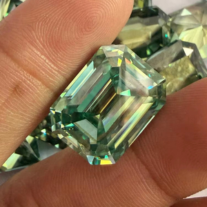 Green Moissanite Gemstone Beautiful Making Jewellery Shape Radiant Cut - Product Image 1