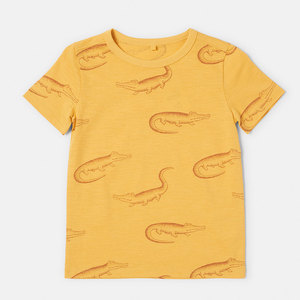 T-shirt à manches courtes pour garçons, personnalisable, de haute qualité, imprimé crocodile jaune, respirant, col rond, décontracté, été - Product Image 4