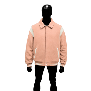 Chaqueta Varsity Moderna Color Durazno para Hombre, Chaqueta de Moda Urbana de Alta Calidad, Estilo Universitario Moderno, Lujosa, Casual y Deportiva - Product Image 1