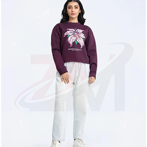 Sudadera de punto con estampado floral para mujer, cuello redondo, manga larga, informal, transpirable, para otoño - Product Image 3
