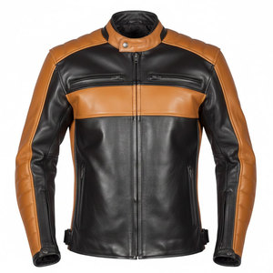 Chaqueta de Motocicleta Clásica, Resistente al Viento, Talla Grande, Cuero Duradero, Cintura Ajustable, Diseño de Mangas con Detalles de Seguridad, Corte Moderno y Ajustado - Product Image 2