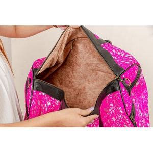 กระเป๋าเดินทางสุดหรู Speckled Luxury Weekender Duffel Bag ขนาดใหญ่ ความจุเยอะ ผลิตจากโพลีเอสเตอร์ เหมาะสำหรับกีฬา ฟิตเนส ท่องเที่ยว และออกกำลังกาย มีซิปปิด หูหิ้วสีดำ - Product Image 4