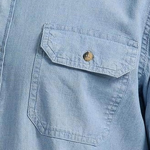 2026 Summer Pure Cotton Denim Short Sleeve Shirt Men Lightweight Breathable Eco-Friendly Anti-Wrinkle Anti-Pilling Vintage - Product Image 5