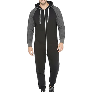 New Fashion Adult Mens Fleece Thermal Plus Size Quick Dry Breathable Plain Casual Hooded <b>Jumpsuit</b> Loungewear <b>Pockets</b> Loose - Product Image 1