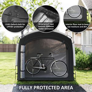 Tenda Portatile e Impermeabile per Deposito Biciclette con Borsa per il Trasporto, Tessuto Oxford 210D per 3-4 Biciclette - Nero - Product Image 5