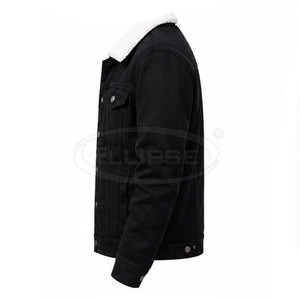 Private Label Men's Denim <b>Jeans</b> Coats OEM Service Regular Fit Casual Button Fly Solid Pattern 100% Cotton Wholesale <b>Winter</b> - Product Image 2