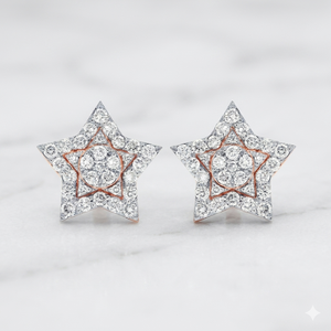 Eye Catching Trendy Design Women's Gold Plated 925 <b>Silver</b> <b>Stud</b> Iced Tiny Bling Star Minimalist Moissanite Diamond Earrings Gift - Product Image 1