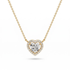 Collier Solitaire Cœur de Luxe en Argent Sterling 9KT 10KT 14KT 18KT avec Diamant de Laboratoire et Naturel, Pendentif pour Femme, Cadeau Bijou - Product Image 1