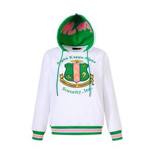 เสื้อฮู้ด AKA White Prep Unisex สีชมพูแต่งขอบสีเขียว เสื้อสเวตเชิ้ตแบบสวมหัวลำลอง ผ้าฟลีซมีฮู้ด แฟชั่นเสื้อผ้าคอลเลคชั่น - Product Image 1