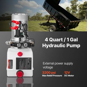 Centralina Idraulica da 4 Quarti per Rimorchio Ribaltabile a Doppio Effetto con Pressione Massima di Scarico di 3200 PSI, Portata di 0,91 GPM, 12V DC - Product Image 2