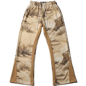 Pantalon large pour homme, imprimé camouflage, taille élastique avec cordon de serrage, décontracté, léger, en polyester, pantalon d'été avec bande latérale - Product Image 3