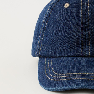 Casquette de baseball en denim 6 panneaux ajustée unisexe, chapeau décontracté avec logo brodé sur le pan droit, en coton lavé, couleur unie, taille adulte 58-60CM - Product Image 6