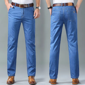 2026 Wholesale Large Size Fashion Regular <b>Stretch</b> <b>Men</b> Straight Knitted Denim Jeans New Design Trend High Waist Business Casual - Product Image 2