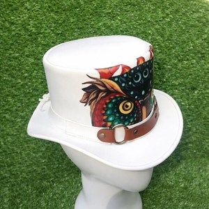 หมวกหนังสีขาวทำมือคุณภาพพรีเมียม ดีไซน์นกฮูก สำหรับทุกเพศ ของขวัญสุดพิเศษ - Product Image 3