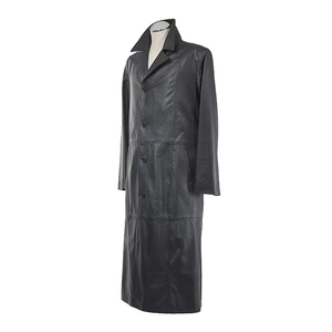 Abrigo Largo de Cuero – Estilo Invernal con Cuello Alto y Detalles Grabados OEM ODM Venta al por Mayor - Product Image 4