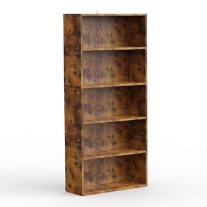 Libreria Moderna Estensibile a 5 Ripiani, Scaffali Autoportanti per Casa e Ufficio, in MDF Marrone Rustico, 1 Pezzo - Product Image 1