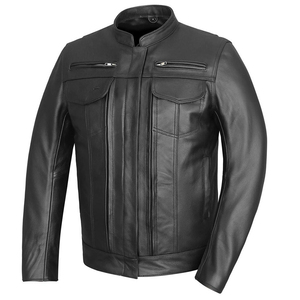 OEM Men's Black Leather Plus Size Anti-UV Breathable Windproof Full Sleeve Motorcycle Jacket All Seasons Riding Factory Direct - Product Image 2