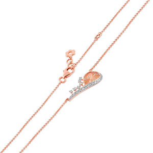Collar de Diamantes con Diseño de Onda Grabada y Centro en Oro Rosa Esculpido con Flecos Brillantes en Cascada - Product Image 3