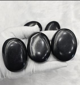 Natural Shungite Oval Palm Stone | Shungite Oval Palm Stone <b>Purifies</b> <b>water</b>, Reduces oxidative stress, Reduces inflammation - Product Image 1