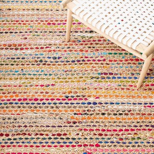 Bohemian Striped Jute Area <b>Rug</b> Rectangle Flat Weave Handcrafted Eco Friendly Living Room Use - Product Image 6