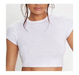T-shirt d'été pour femme, coupe classique, sexy, à manches courtes, avec logo, 100 % coton, anti-plis et respirant, col montant, prêt pour le yoga - Product Image 5
