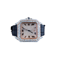 Montre carrée en moissanite, montre-bracelet à quartz, boîtier en acier inoxydable, verre en cristal, calendrier analogique, étanche, diamant en moissanite
