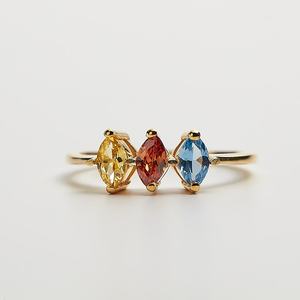 925 Sterling Silver 14K Gold Plated Religious Marquise Birthstone Multi Stone Family <b>Ring</b> Dainty Jewelry Gift for Women - Product Image 1