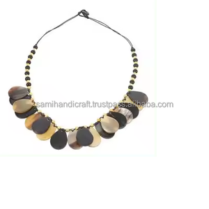 Collar clásico religioso de alta calidad, colgantes de cuerno adornados con perlas de diamantes, cadena de cuerda, ropa de fiesta, precios al por mayor, India - Product Image 3