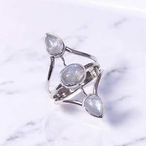 Natural Moonstone & Turquoise 3 Gemstone <b>925</b> <b>Silver</b> <b>Ring</b> Wholesale Price <b>Silver</b> Jewelry - Product Image 3